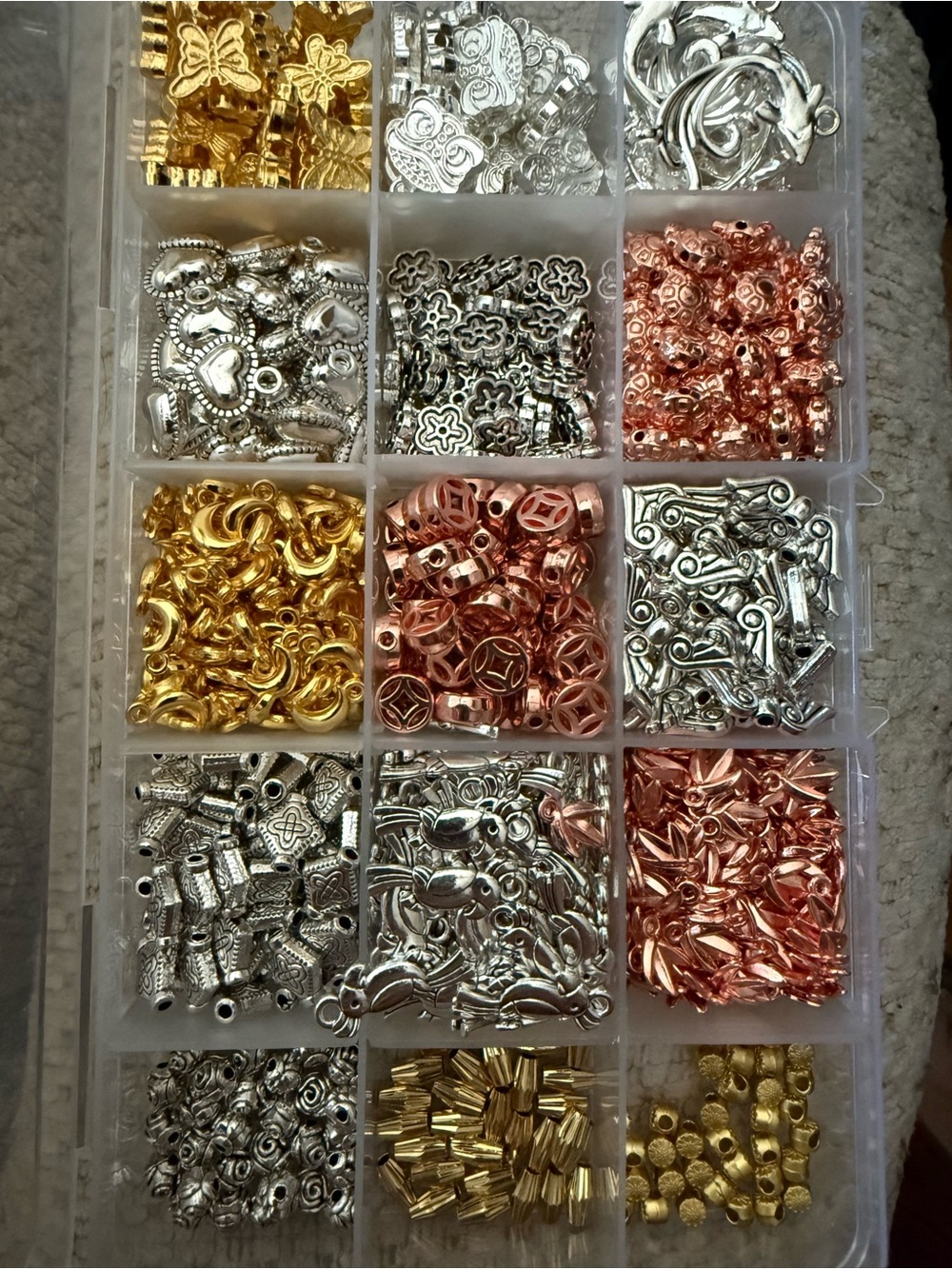 Mixed Metal Jewelry Bead Assortment - Gold, Silver & Rose Gold